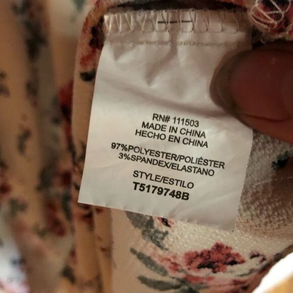 AUW white floral short sleeve shirt polyester blend large READ - Picture 4 of 5